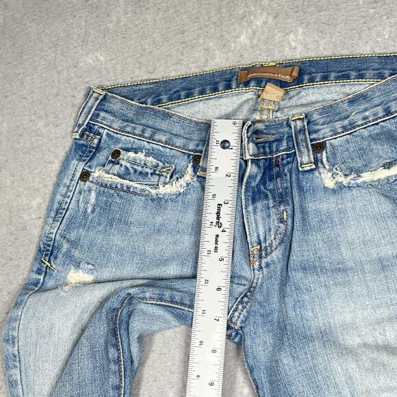 VTG Abercrombie & Fitch Jeans Womens 2S Blue Bootcut Destroyed Medium Wash Denim - Picture 8 of 14